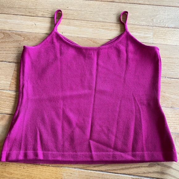 St. John Fuscia Knit Tank Top Medium Rhinestone - Picture 3 of 4